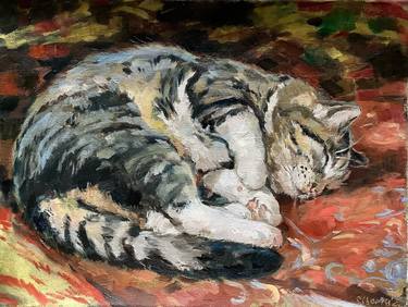 Original Impressionism Cats Paintings by Elena Utkina