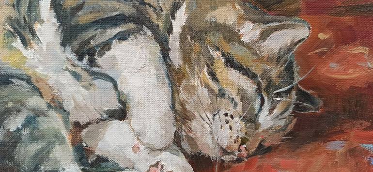 Original Impressionism Cats Painting by Elena Utkina