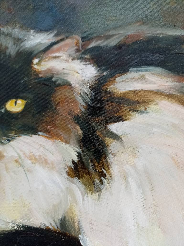 Original Impressionism Cats Painting by Elena Utkina