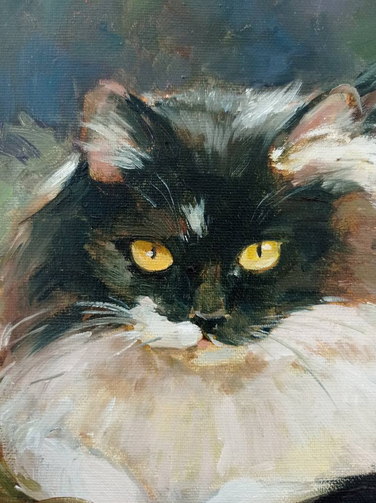 Original Impressionism Cats Painting by Elena Utkina