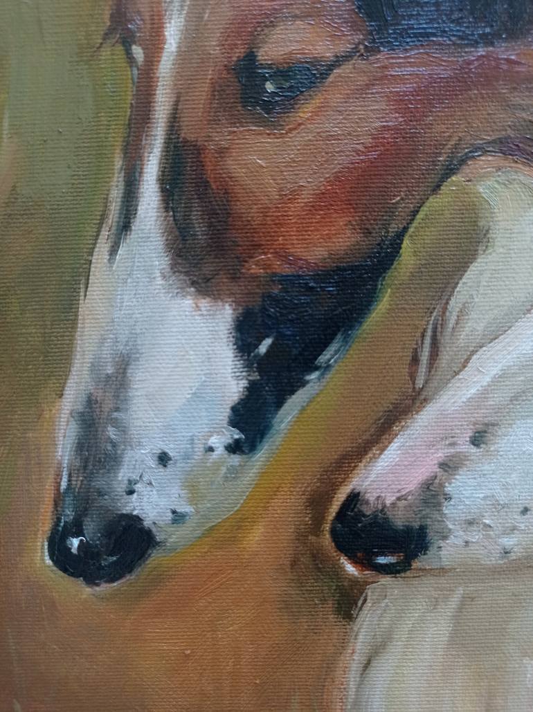 Original Impressionism Dogs Painting by Elena Utkina