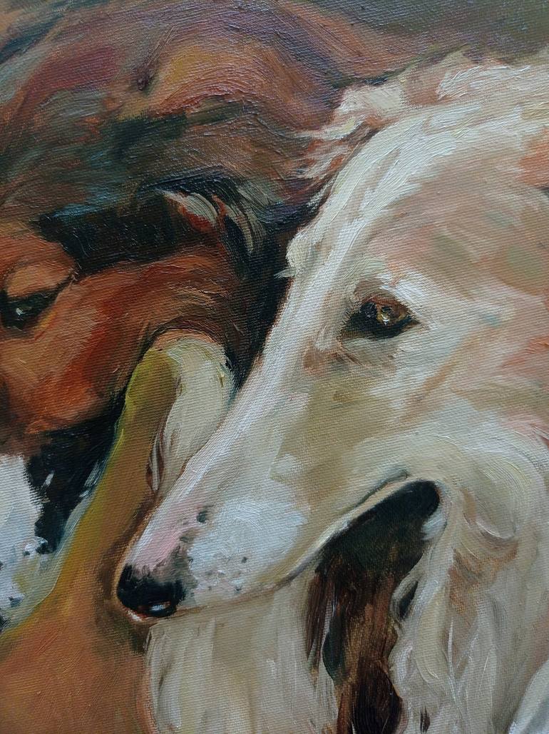 Original Impressionism Dogs Painting by Elena Utkina