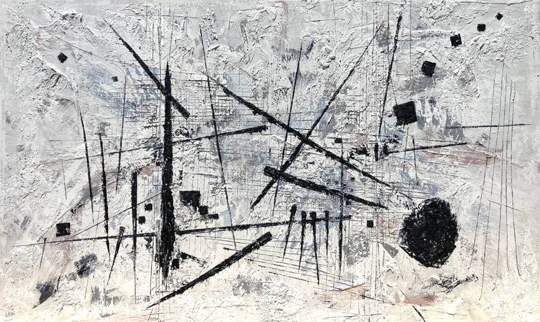Original Black & White Abstract Painting by Matthias Lupri