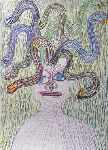 Original Abstract Expressionism People Drawings by Varvara Tsepkova