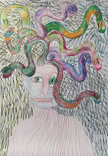Original Abstract Expressionism Fantasy Drawings by Varvara Tsepkova