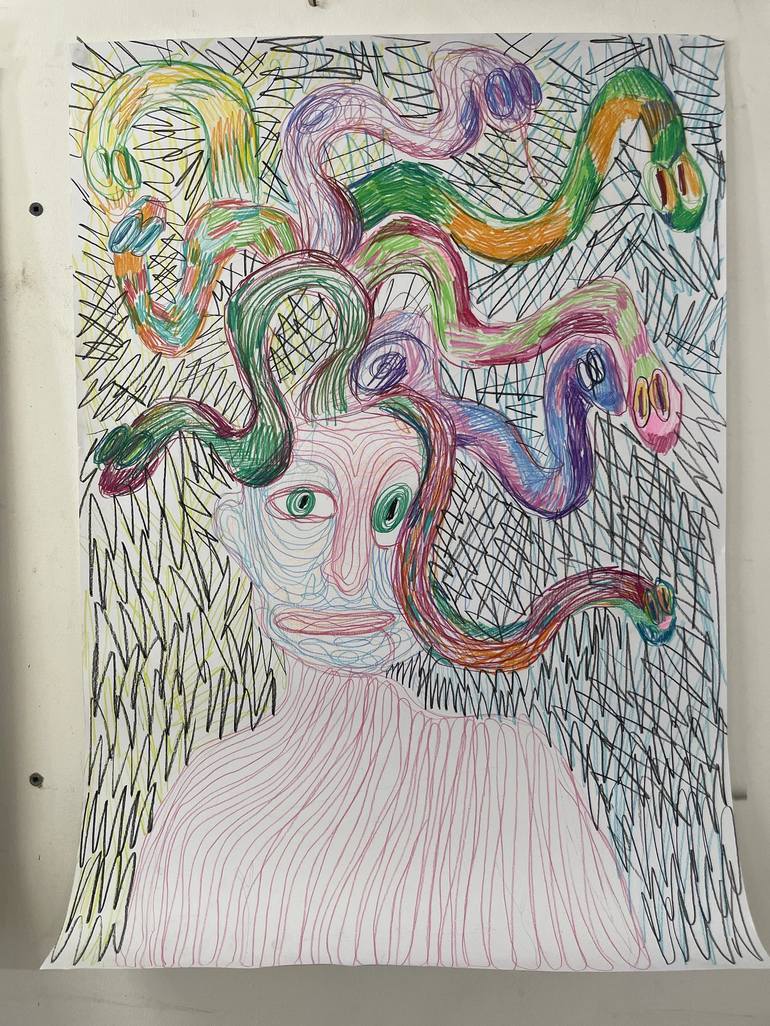 Original Abstract Expressionism Fantasy Drawing by Varvara Tsepkova