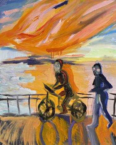 Original Abstract Expressionism Bicycle Paintings by Varvara Tsepkova
