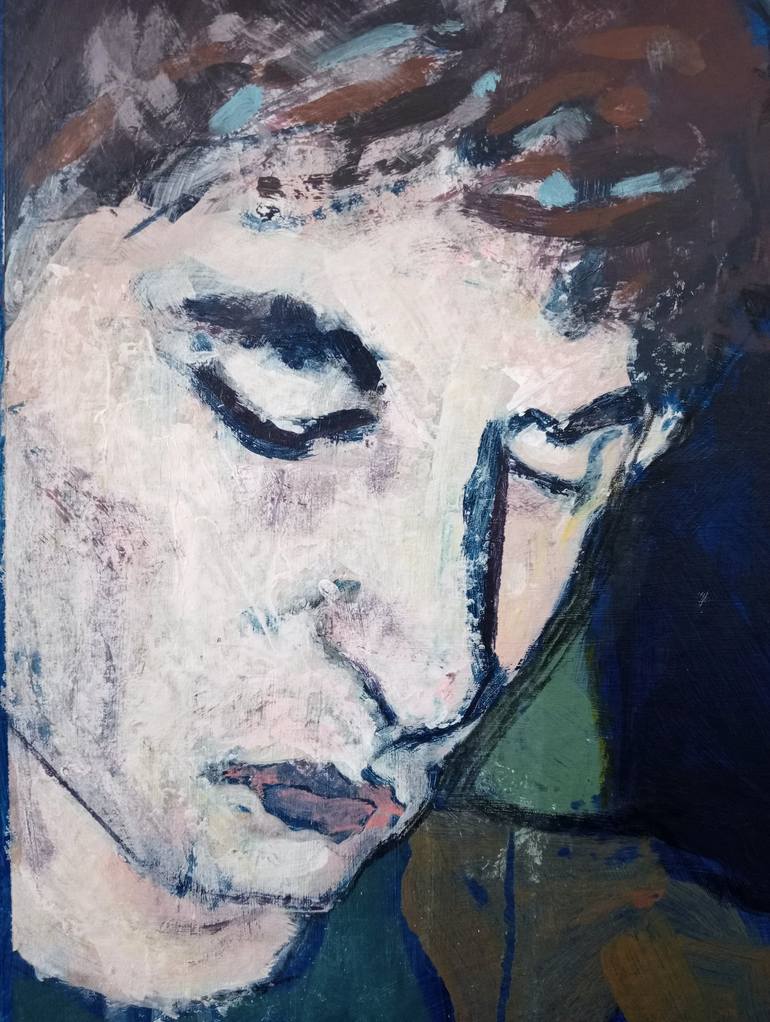 Original Abstract Expressionism Portrait Painting by Luigi Iona