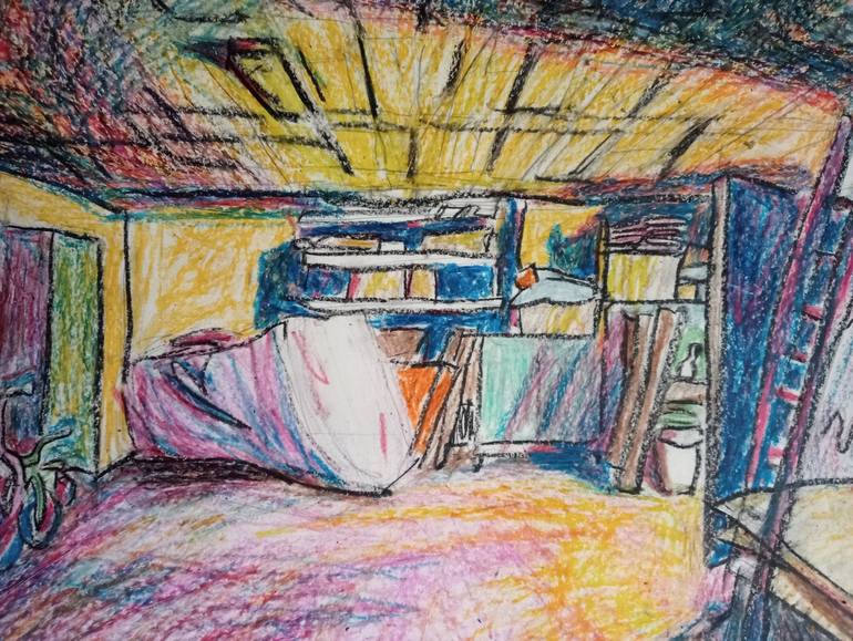 Original Abstract Expressionism Interiors Drawing by Luigi Iona