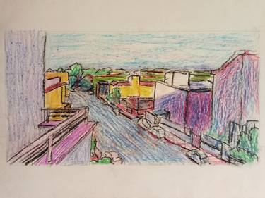 Original Abstract Expressionism Cities Drawings by Luigi Iona