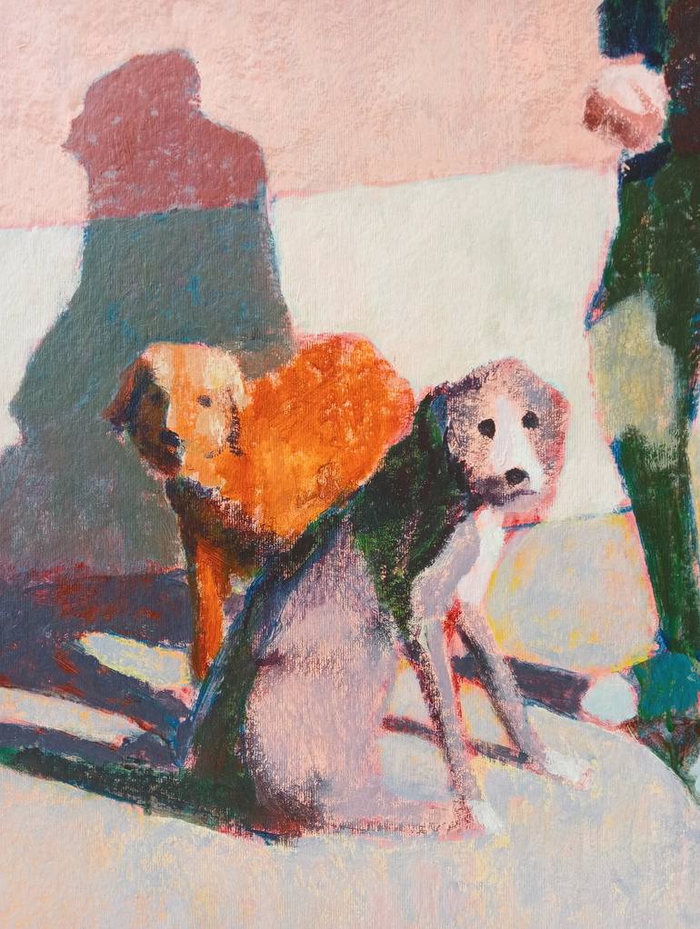 Original Abstract Expressionism Dogs Painting by Luigi Iona