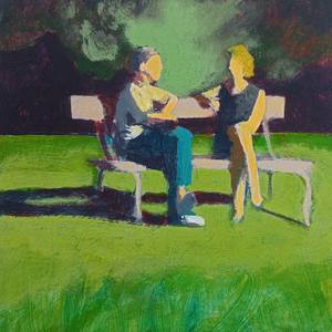 Signore al parco di sera