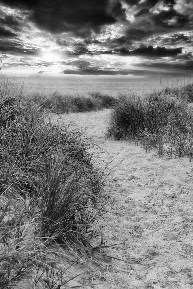 Original Beach Photography by Sarah C Perkins | Contemporary Art on Paper | Sunset On The Cape B&W - Limited Edition of 100