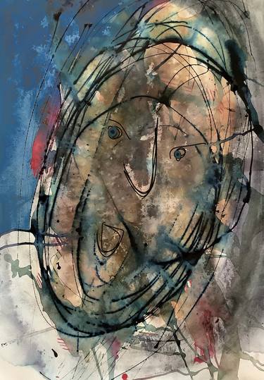 Original Abstract Expressionism Portrait Drawing by Sergei Kozachenko
