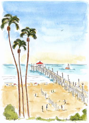Print of Impressionism Beach Paintings by Maria Langgle