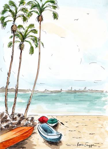 Original Beach Paintings by Maria Langgle