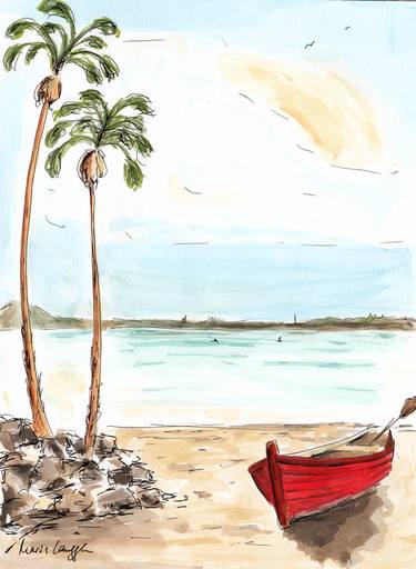 Original Impressionism Beach Paintings by Maria Langgle
