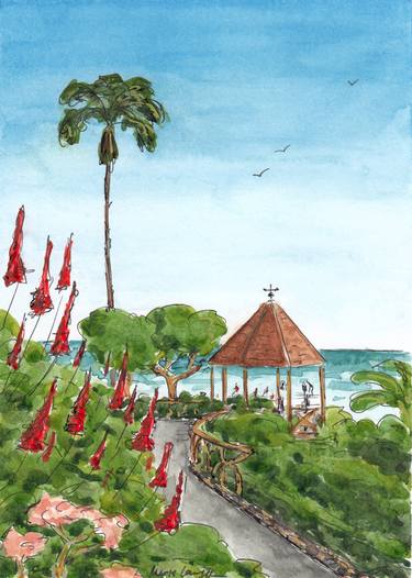Print of Impressionism Beach Paintings by Maria Langgle