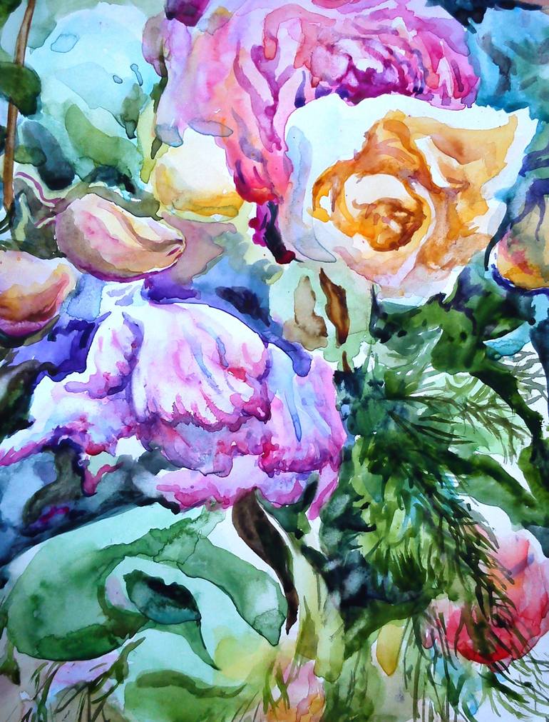 Original Floral Painting by Kristina Kristiana