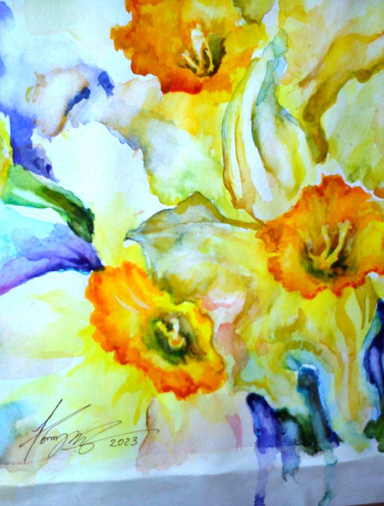 Original Fine Art Floral Painting by Kristina Kristiana