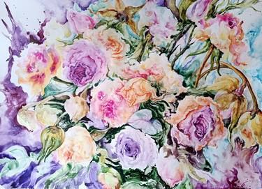 Print of Expressionism Floral Paintings by Kristina Kristiana