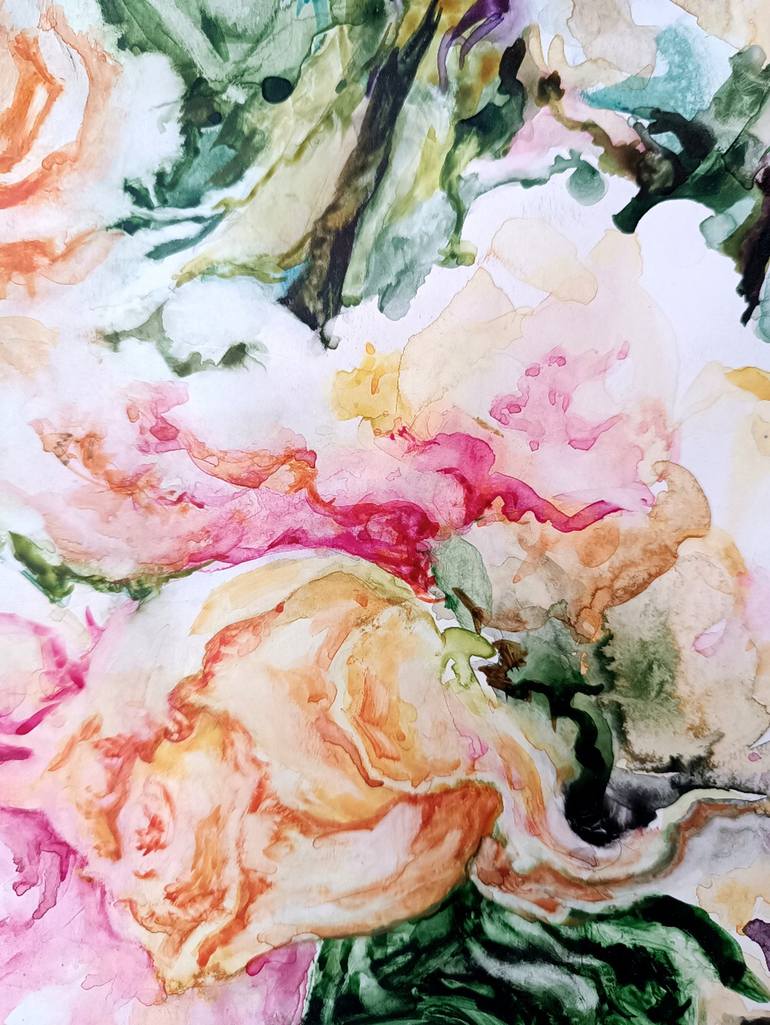 Original Expressionism Floral Painting by Kristina Kristiana