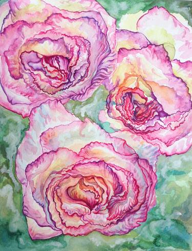 Roses (Art Deco, Watercolor, Flower,Three,Watercolor,Original) thumb