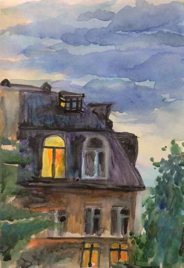 In the Evening( painting, watercolor,original) thumb