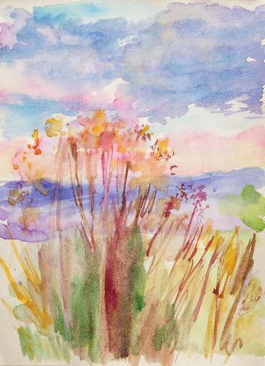 soft pink landscape(expressionism,Impressionism,watercolor,) thumb