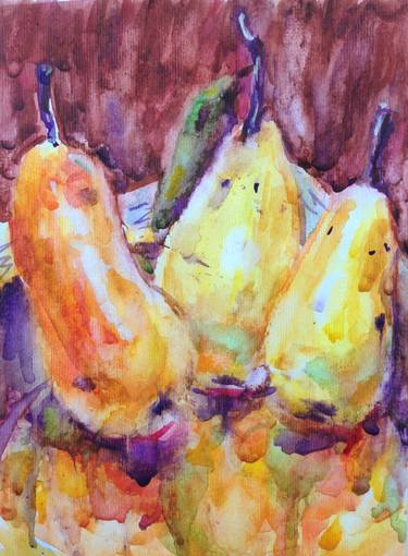 Pear(Yellow,Fruits,Watercolor,Realism,Impressionizm,Original) thumb