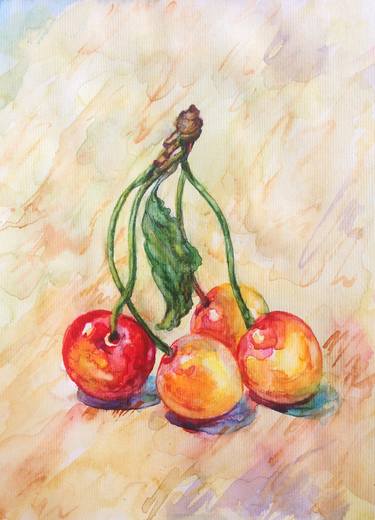 Sweet Cherry(Still life,Berries,Watercolor,Fine Art,Original) thumb