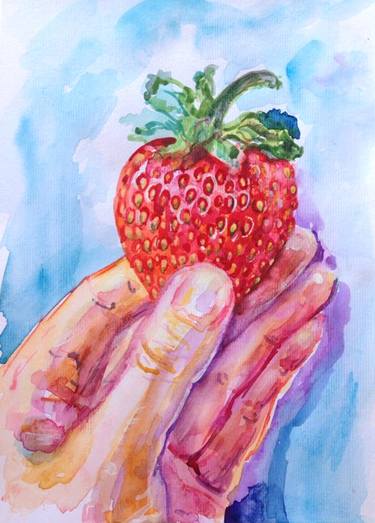 Strawberry(Berry,Fresh,Watercolor,Fine Art,Realism,Original) thumb
