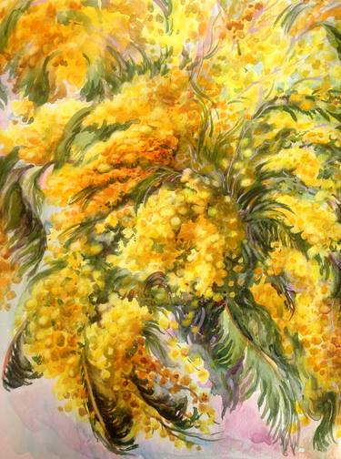 Mimoza(Flowers,Still Life,Fine Art,Watercolor,Original) thumb