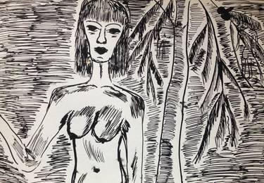 Nude(Fine Art,Ink,Women,Original) thumb