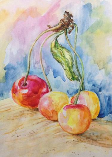 Sweet Cherry(Still life,Berries,Watercolor,Fine Art,Original) thumb