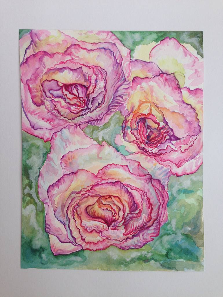 Original Art Deco Floral Painting by Kristina Kristiana