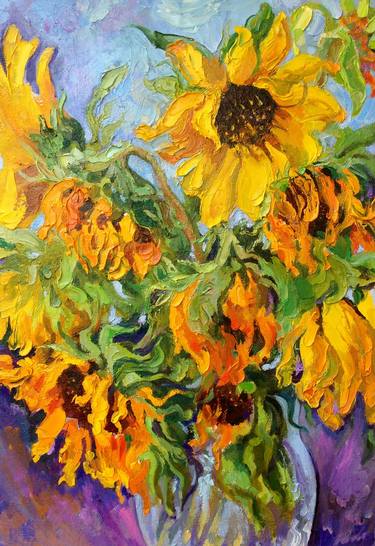 Sunflower(Fine Art,Flowers,Oil,Realism,Original) thumb