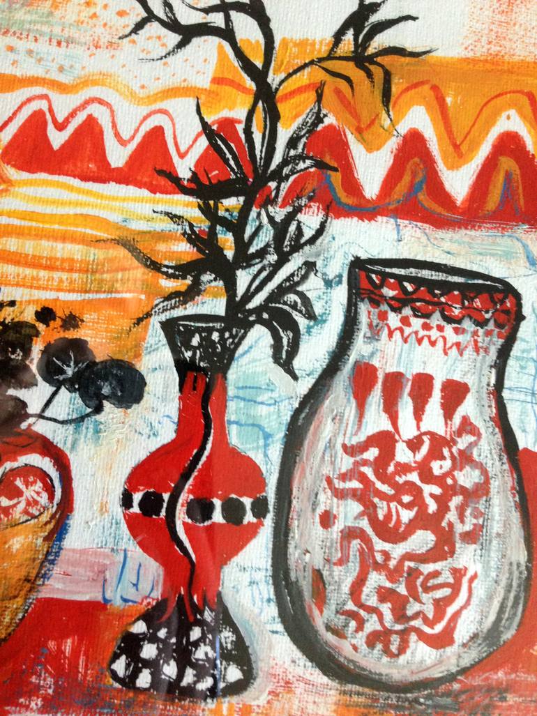 Original Folk Abstract Painting by Kristina Kristiana