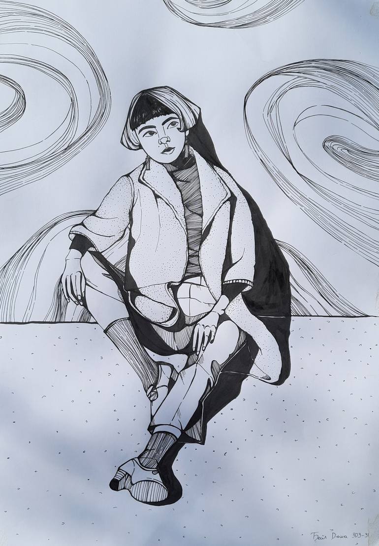 Original Conceptual Women Drawing by Diana Beil
