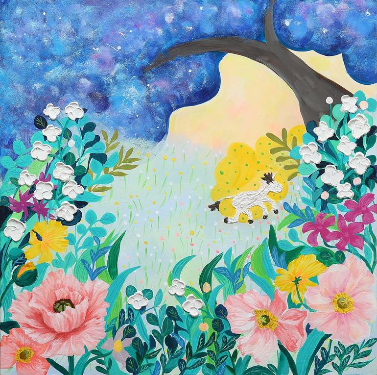 Original Floral Painting by Soobin Cho  Illustration Art on Canvas  someday