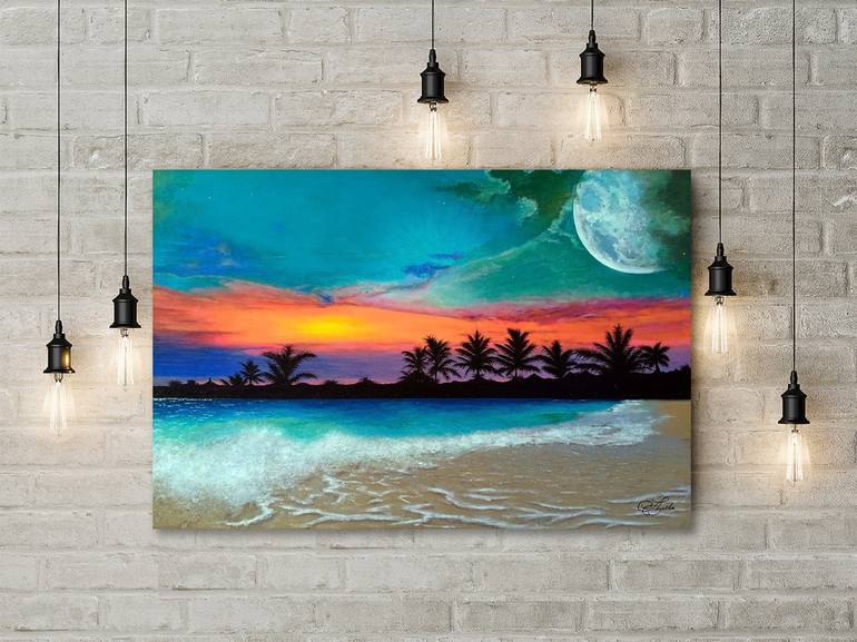 Original Art Deco Beach Painting by Ayesha Art Gallery