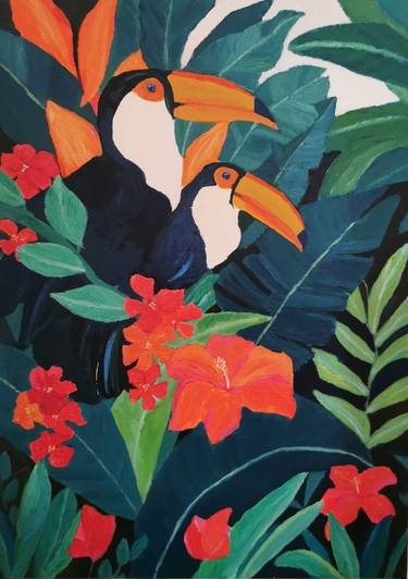 Print of Art Deco Botanic Paintings by GHISLAINE CARMEL