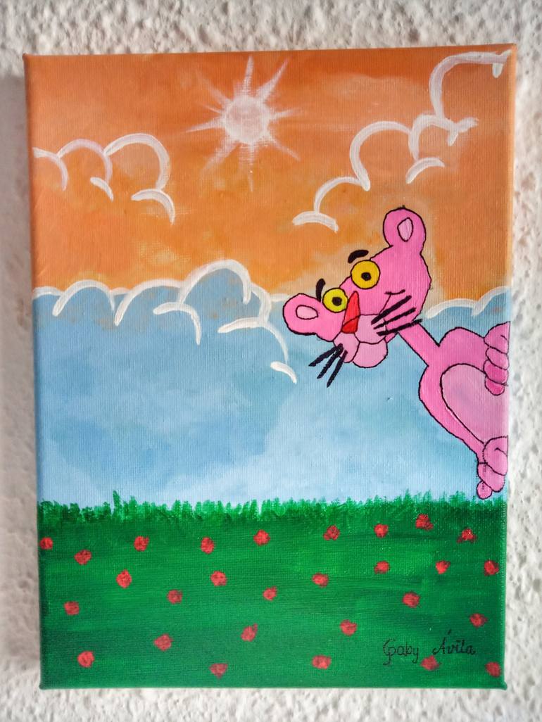 Original Pink Panther Painting the Pink Panther Pop Art 