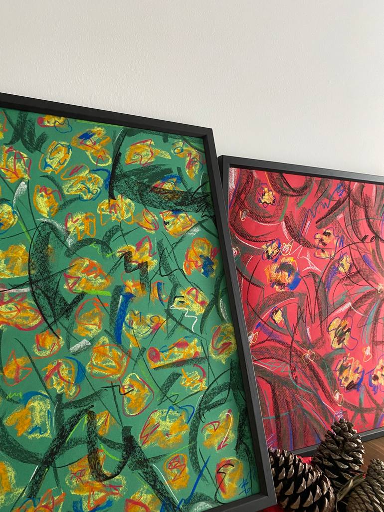 Original Abstract Garden Drawing by Yuliia Volodina