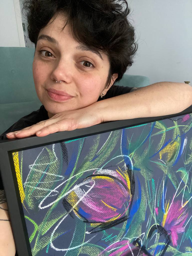 Original Abstract Floral Drawing by Yuliia Volodina