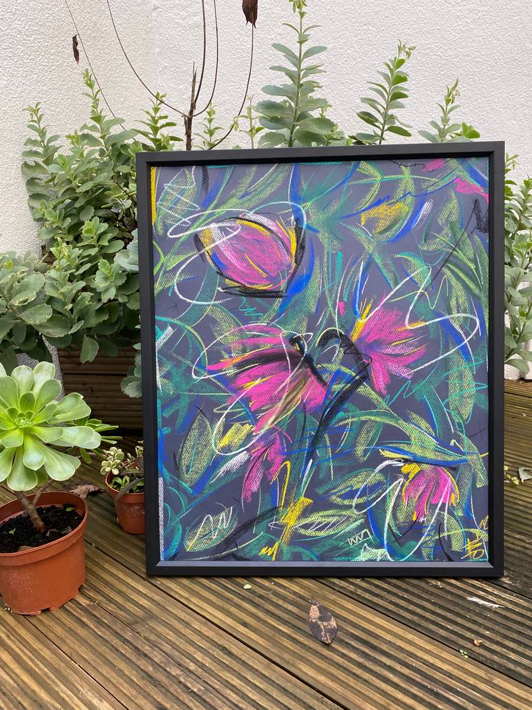Original Abstract Floral Drawing by Yuliia Volodina