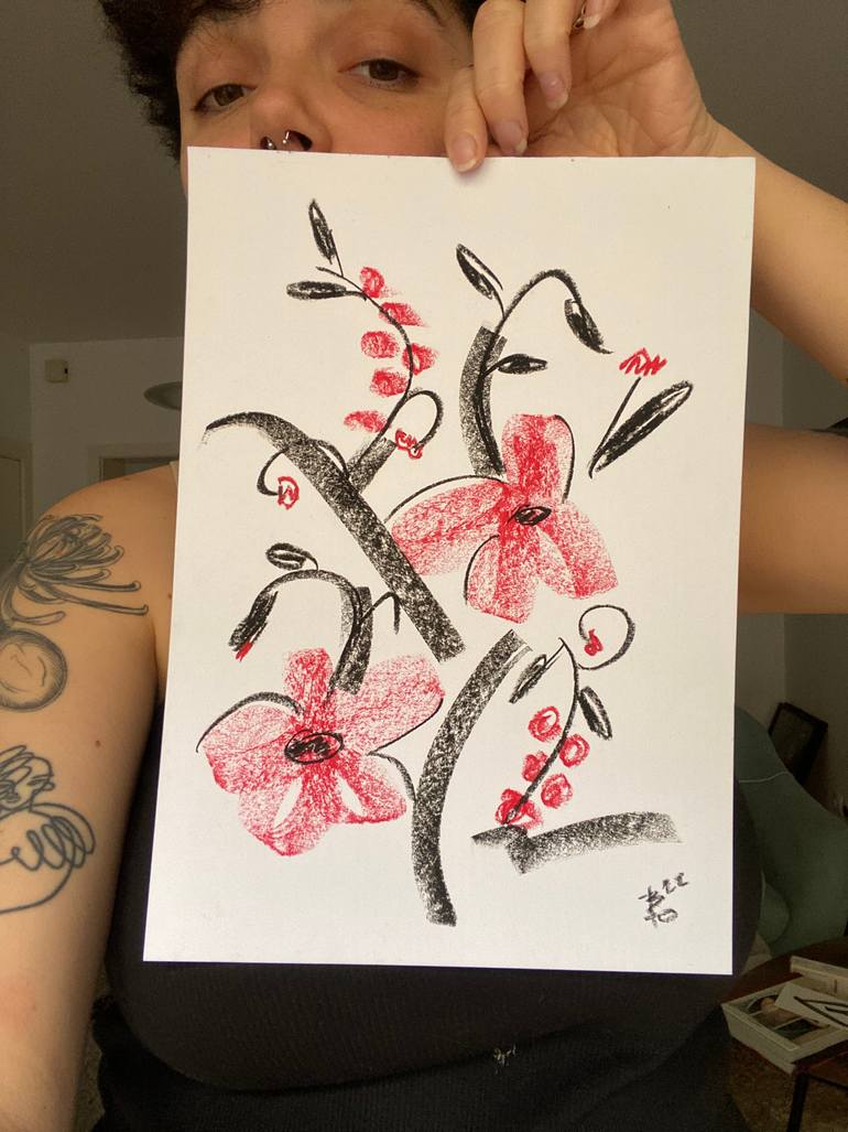 Original Contemporary Floral Drawing by Yuliia Volodina
