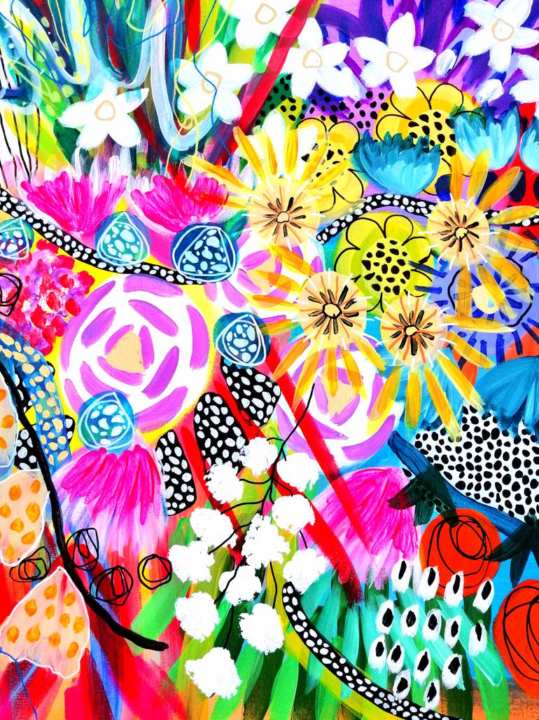 Original Abstract Floral Painting by Saga Jay