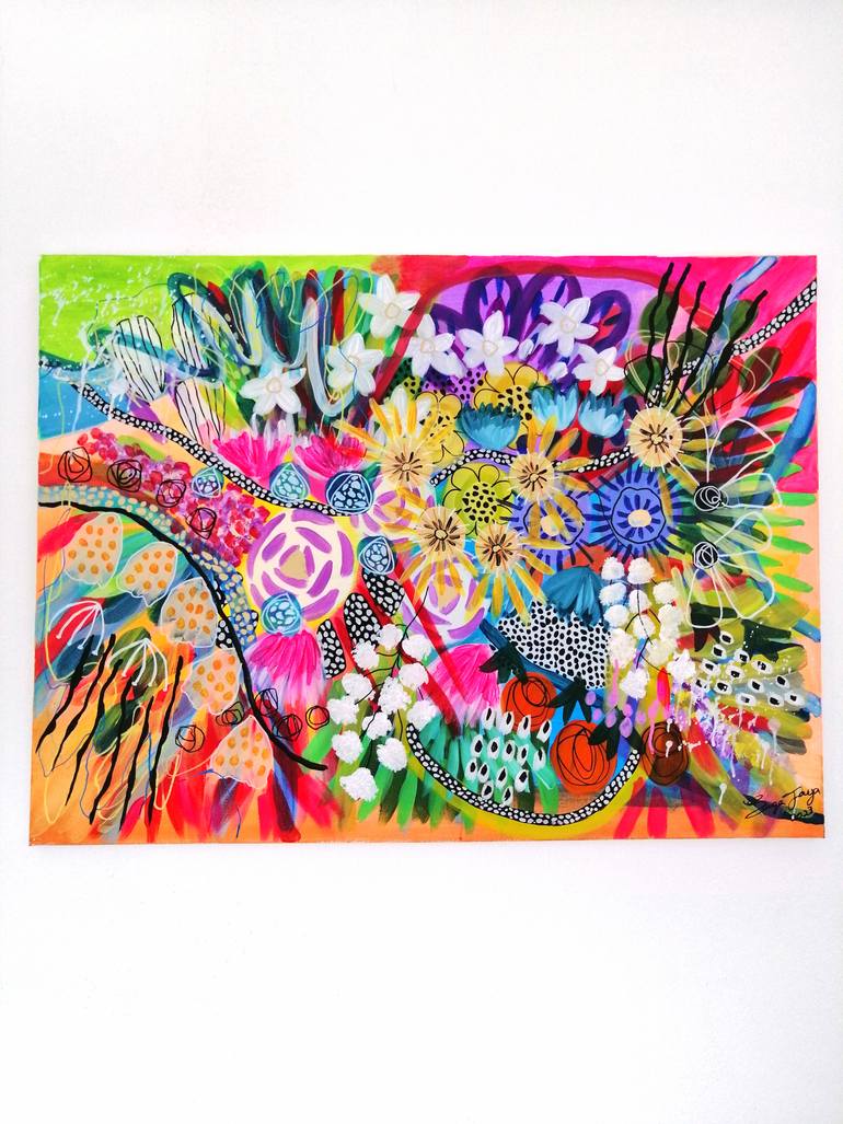 Original Abstract Floral Painting by Saga Jay