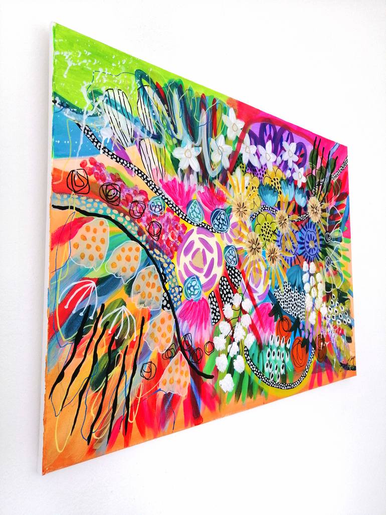 Original Abstract Floral Painting by Saga Jay